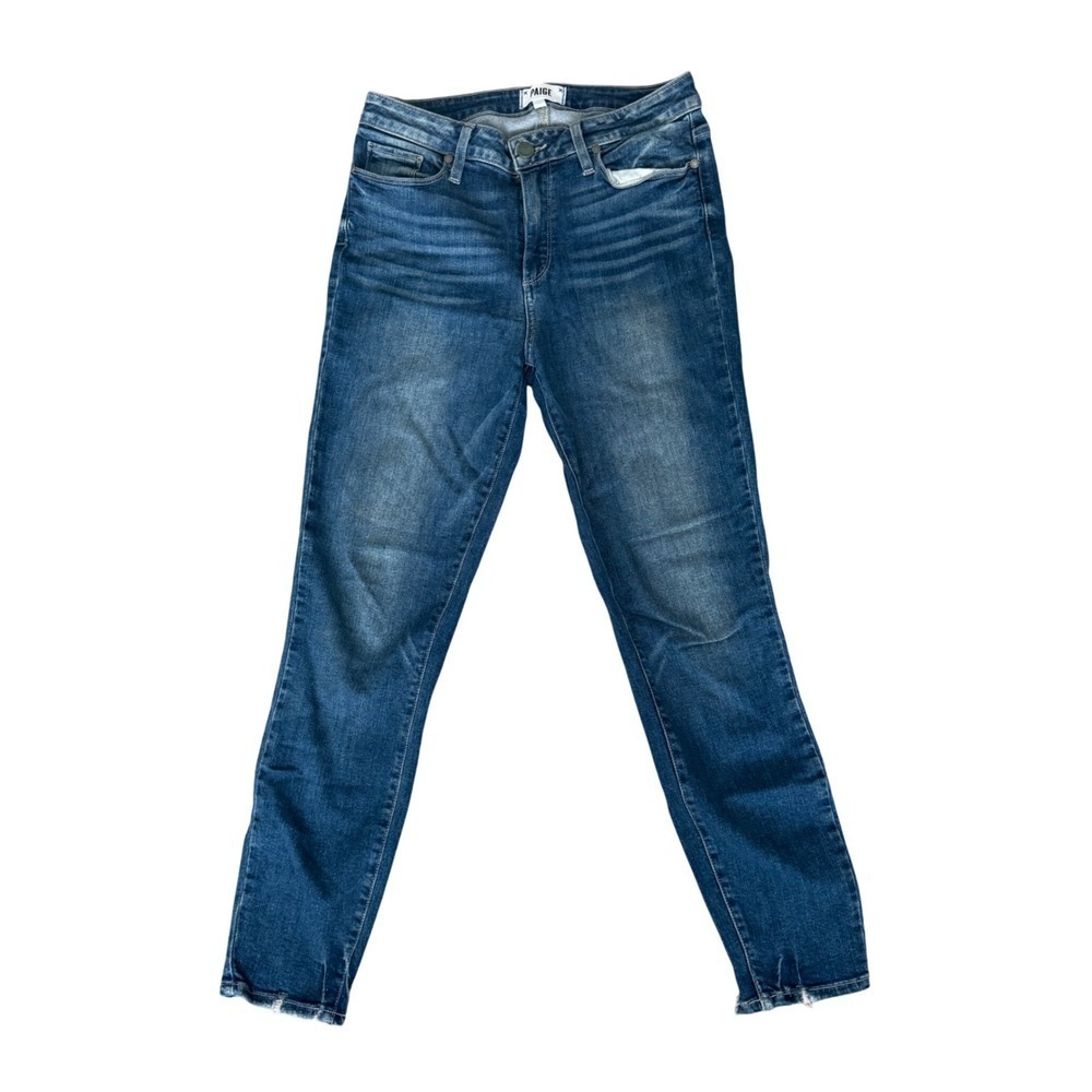 PAIGE Hoxton Crop Skinny Jeans Women's Size 28 Blue Denim High Rise Distressed